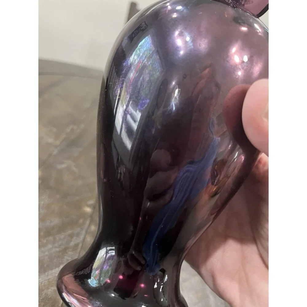 Fenton‎ Glass Aubergine Amethyst Iridescent Diamond Optic Vase Purple
